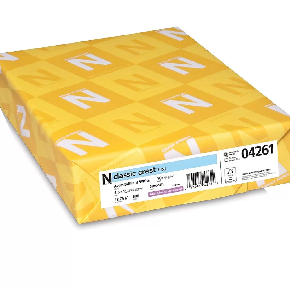 Neenah Paper CLASSIC CREST® Paper, 8 1/2" x 11", 70 lb., Smooth Paper, Avon Brilliant White, 500/Ream Sale