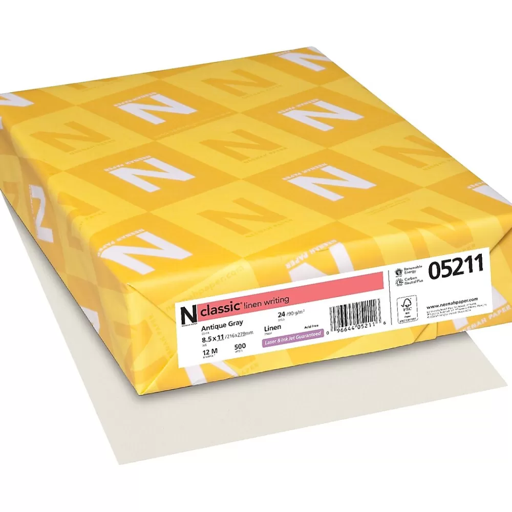 Neenah Paper CLASSIC® Linen Writing Paper, 8 1/2" x 11", 24 lb., Linen Finish, Antique Gray, 500/Ream Cheap