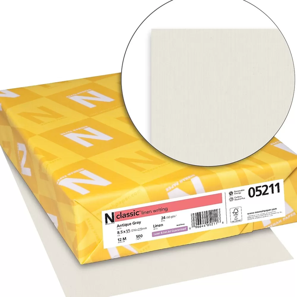 Neenah Paper CLASSIC® Linen Writing Paper, 8 1/2" x 11", 24 lb., Linen Finish, Antique Gray, 500/Ream Cheap