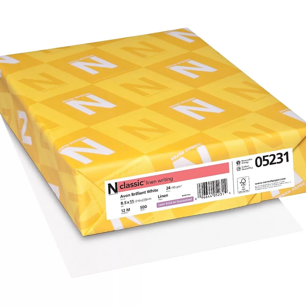 Neenah Paper CLASSIC® Linen Writing Paper, 8 1/2" x 11", 24 lb., Linen Finish, Avon Brilliant White, 500/Ream Cheap