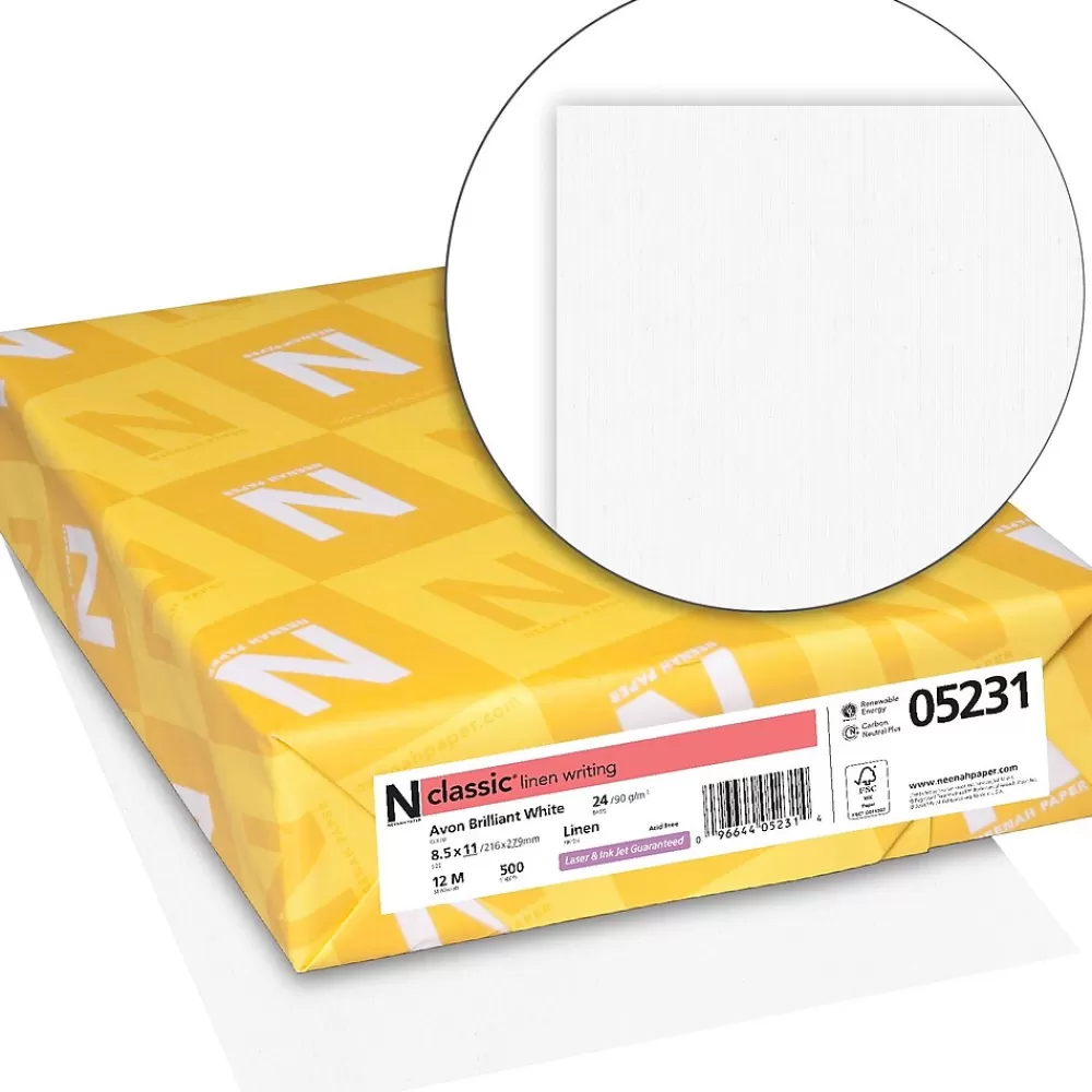 Neenah Paper CLASSIC® Linen Writing Paper, 8 1/2" x 11", 24 lb., Linen Finish, Avon Brilliant White, 500/Ream Cheap