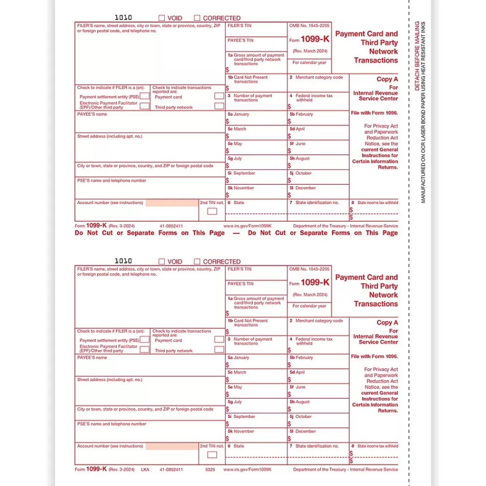 ComplyRight 2024 1099 Tax Form, 2-Part, 2-Up, Copy A, 100/Pack (5325) Flash Sale