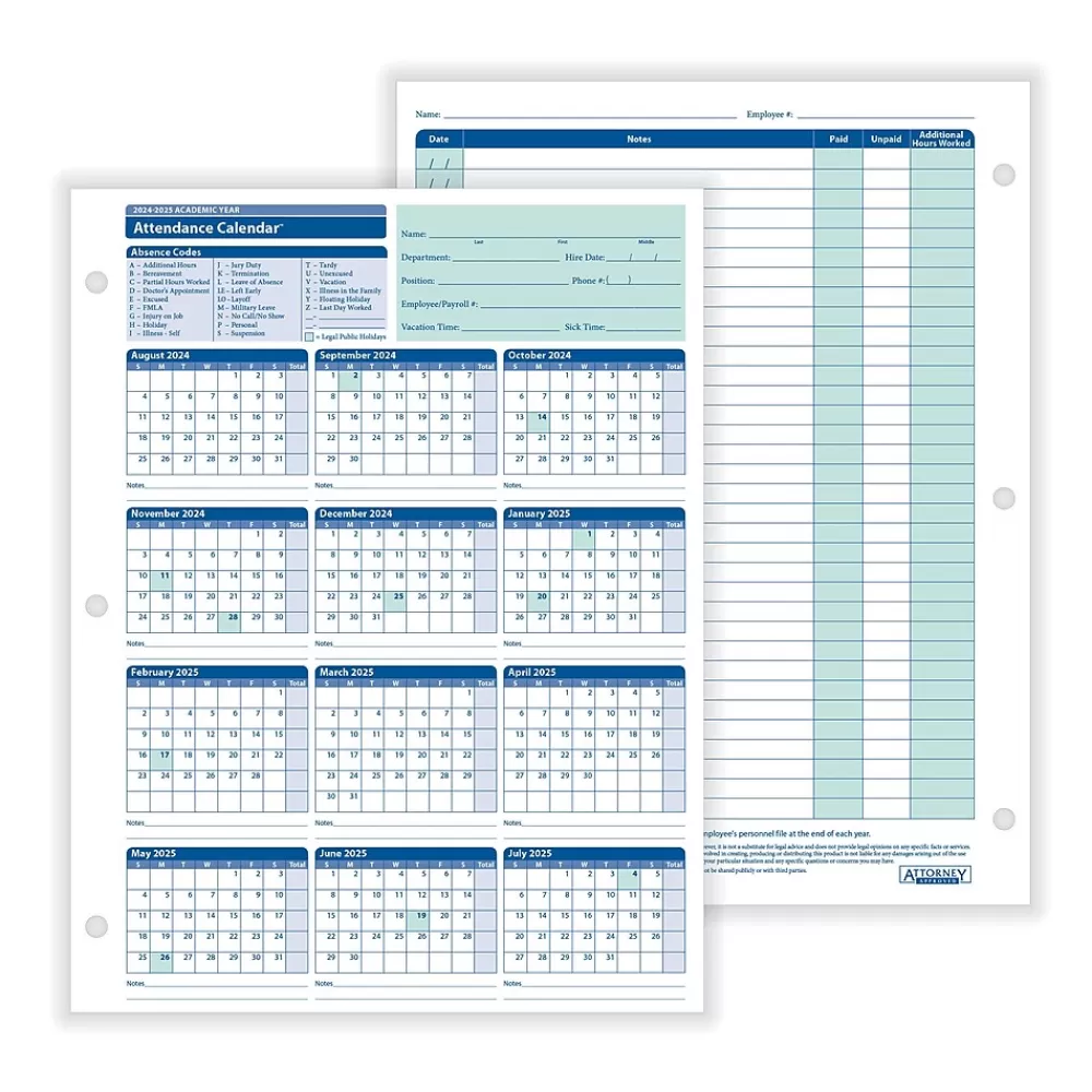 ComplyRight 2024-2025 Academic Attendance Calendar, 50/Pack (A43005015) Outlet