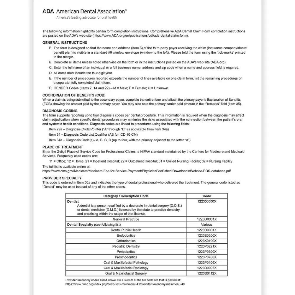 ComplyRight 2024 ADA Dental Claim Forms, 2,500 Forms/Pack (20241) Cheap