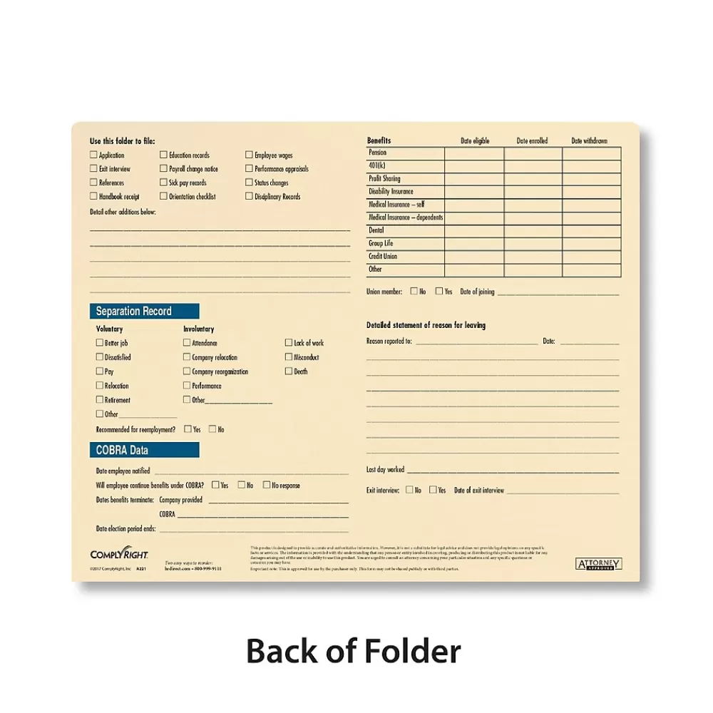 ComplyRight ™ Confidential Personnel File Folder, Pack of 25 (A221) Hot