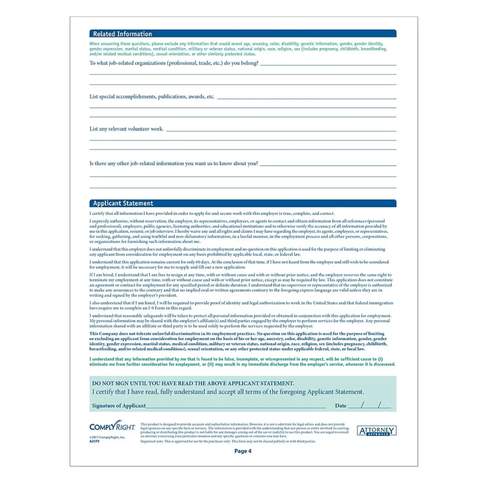 ComplyRight ™ Connecticut Job Application, Pack of 50 (A2179CT) Store