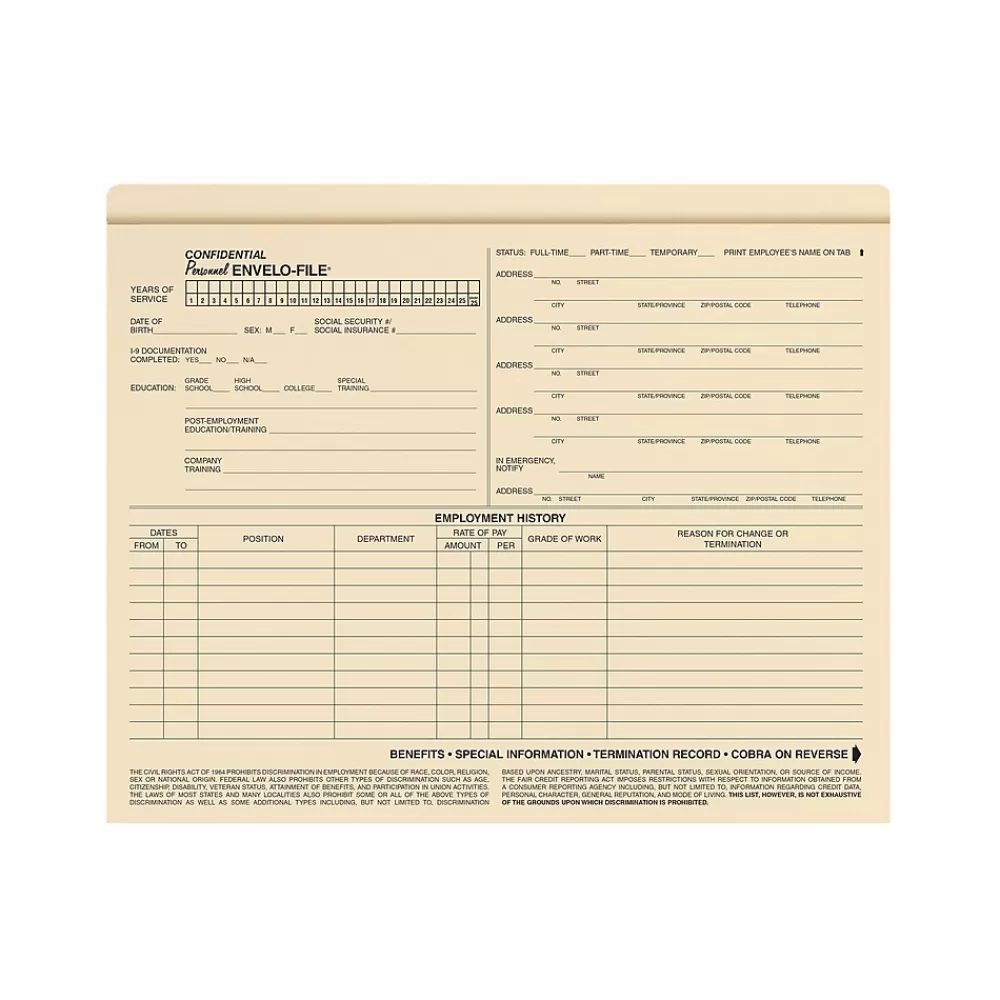 ComplyRight Employee Personnel Envelo - File (A0717) New