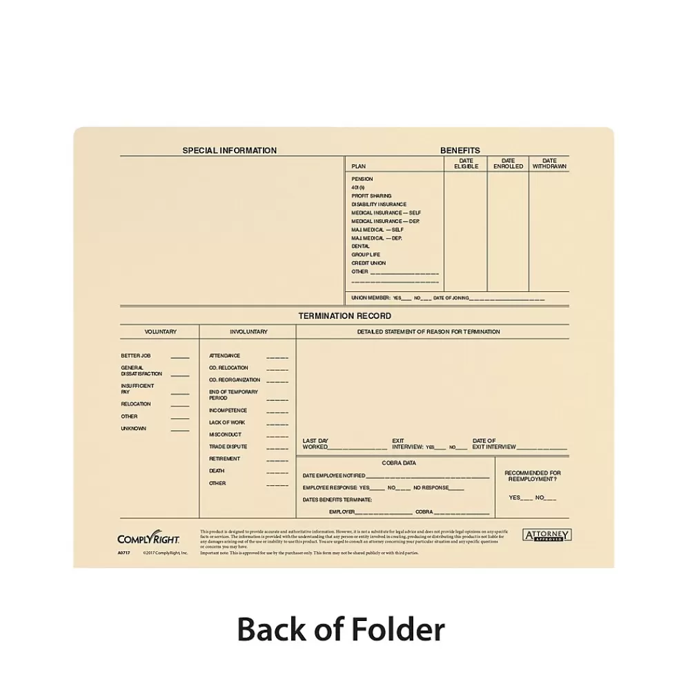 ComplyRight Employee Personnel Envelo - File (A0717) New