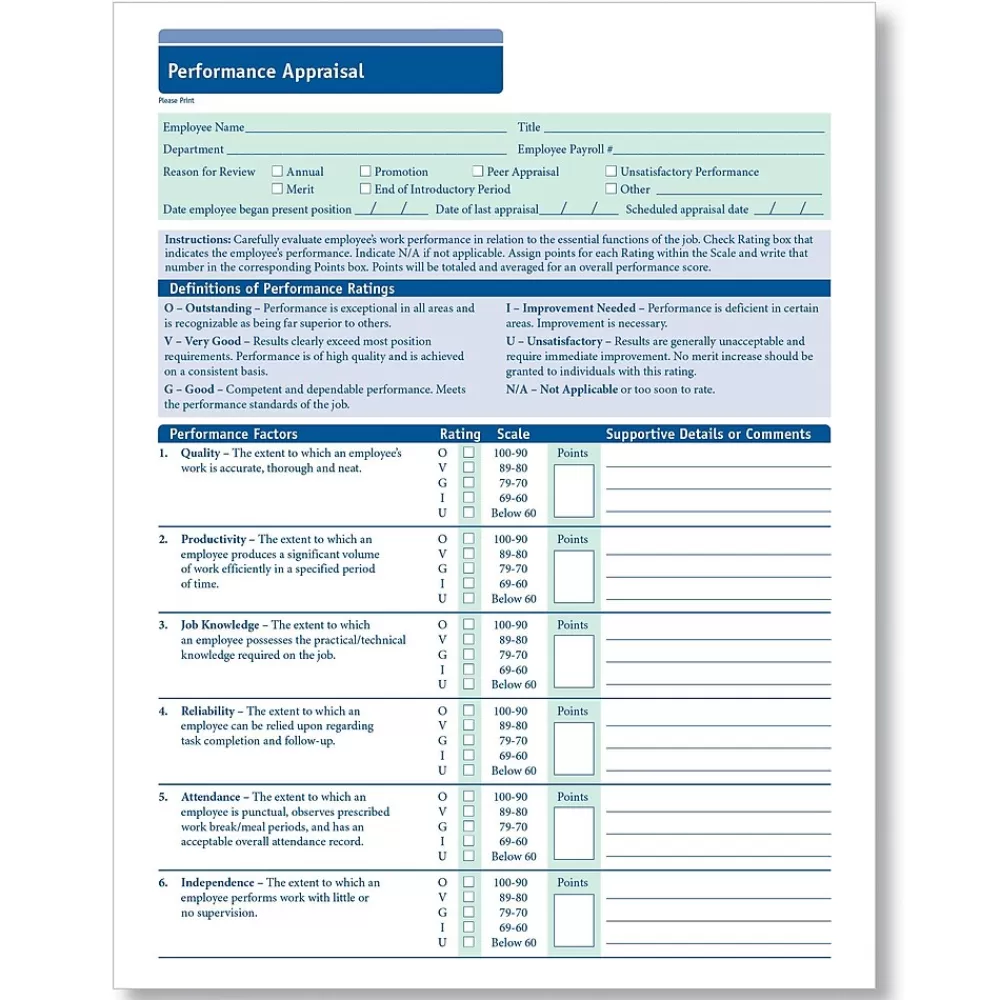 ComplyRight Performance Appraisal, 50 Forms/Pack (A2192) Cheap