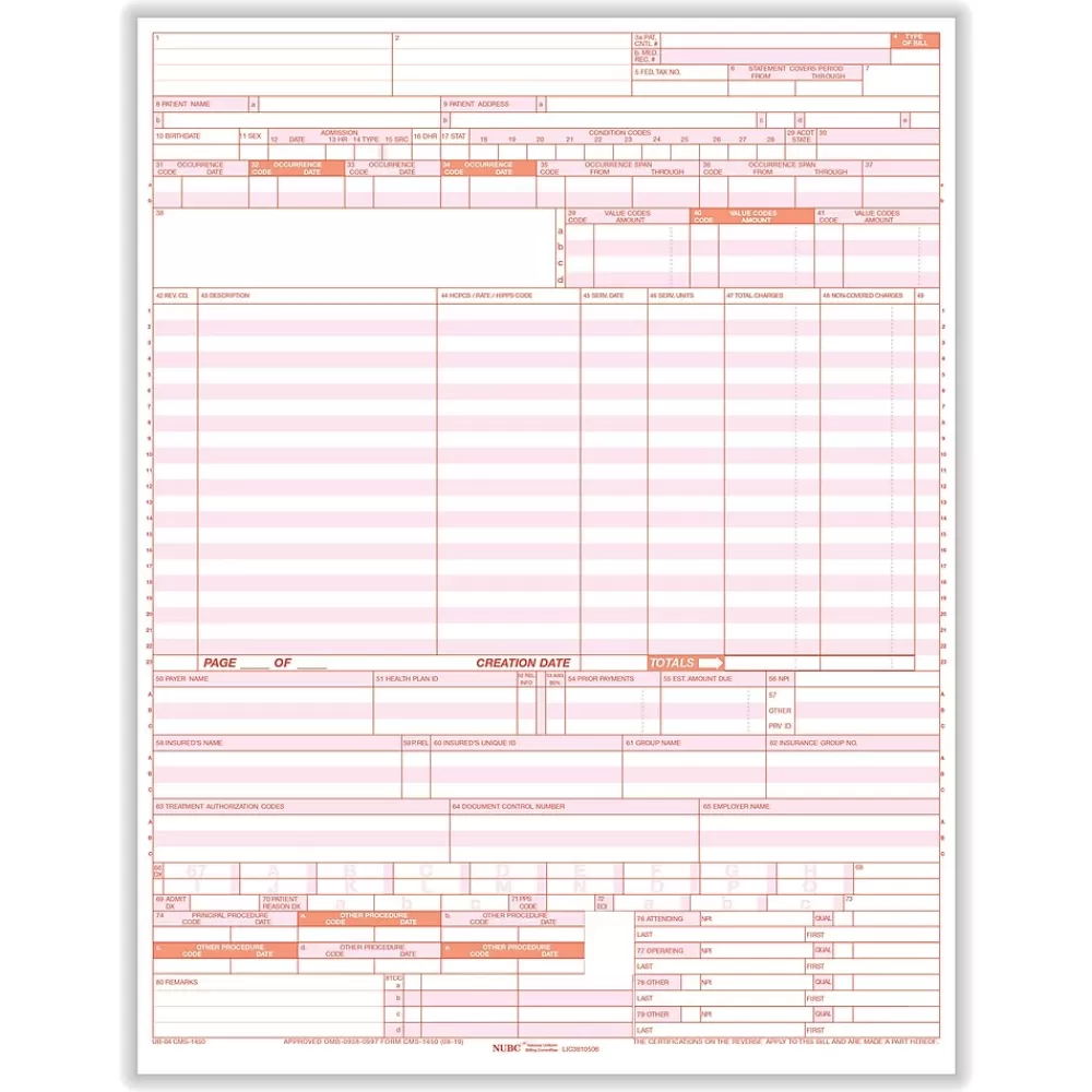 ComplyRight UB-04 Hospital Claim Form, 500 Forms/Pack (UB04LC5) Cheap