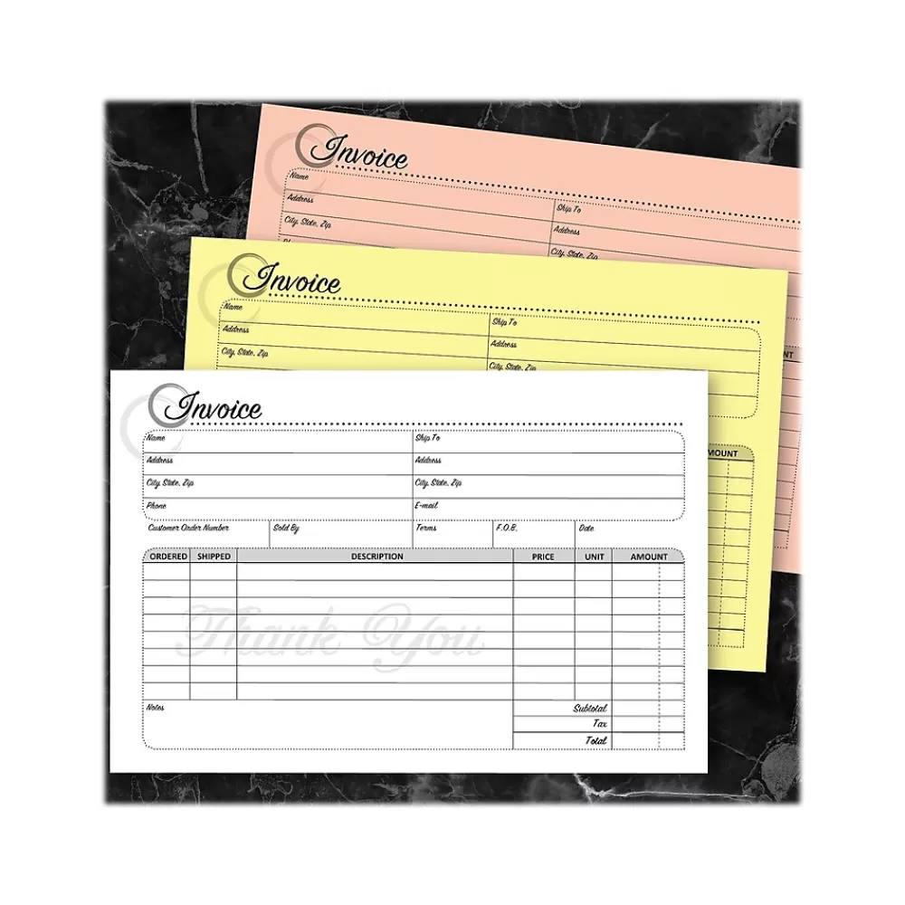 Cosco Artistic 3-Part Carbonless Invoices, 5.4" x 8.5", 50 Sets/Book (074008) Cheap