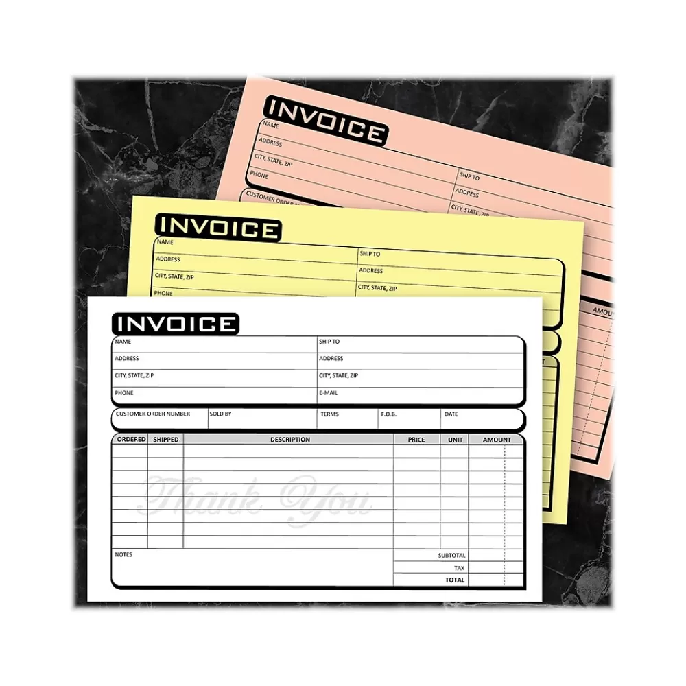 Cosco Business 3-Part Carbonless Invoices, 5.4" x 8.5", 50 Sets/Book (074010) Online