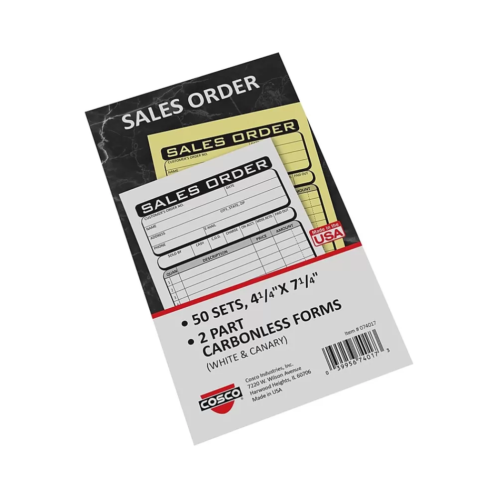 Cosco Business 2-Part Carbonless Sales Orders, 4.25" x 7.25", 50 Sets/Book (074017) Sale