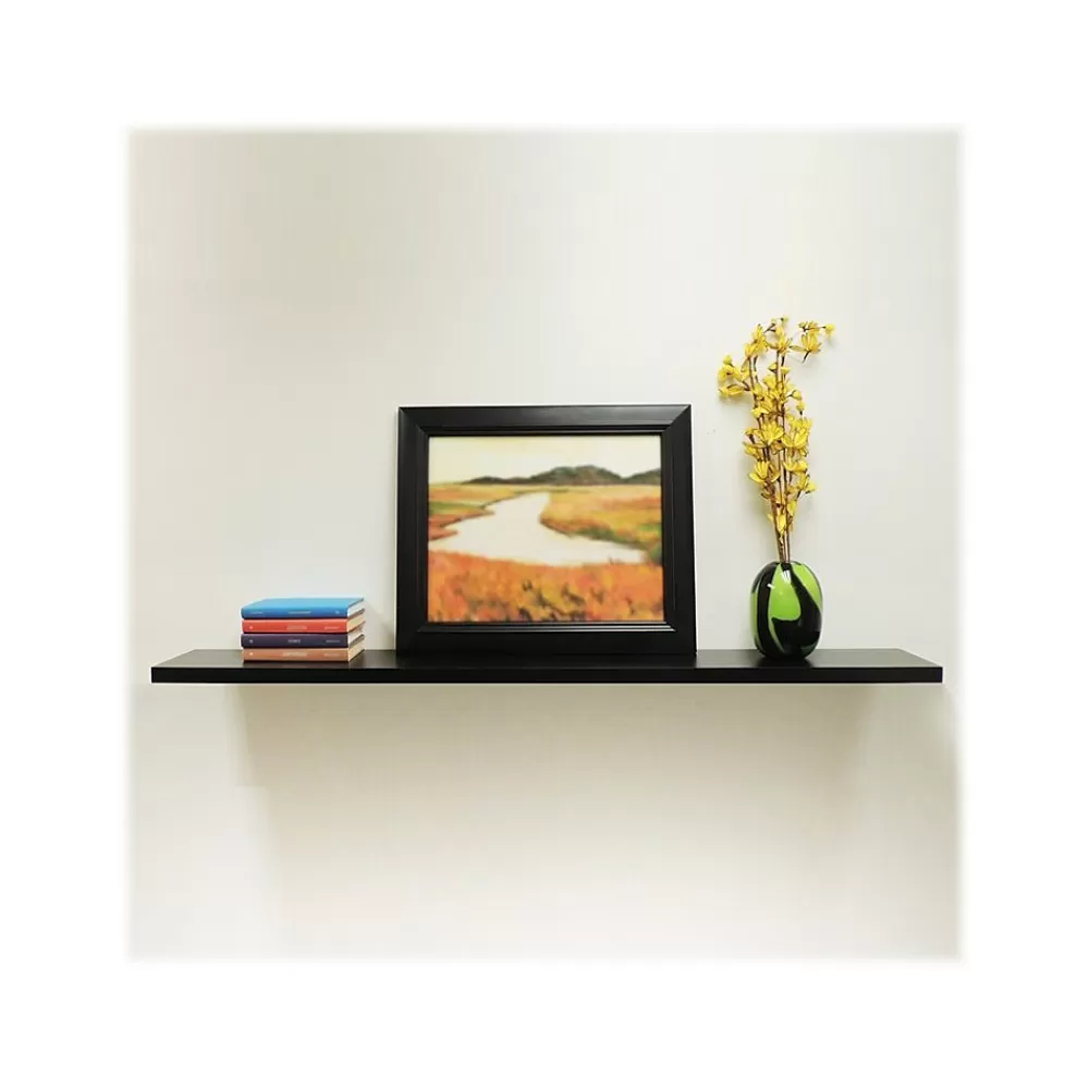 Eden Grove Slim MDF Mounted Shelf, 48", Black (9084674) Best