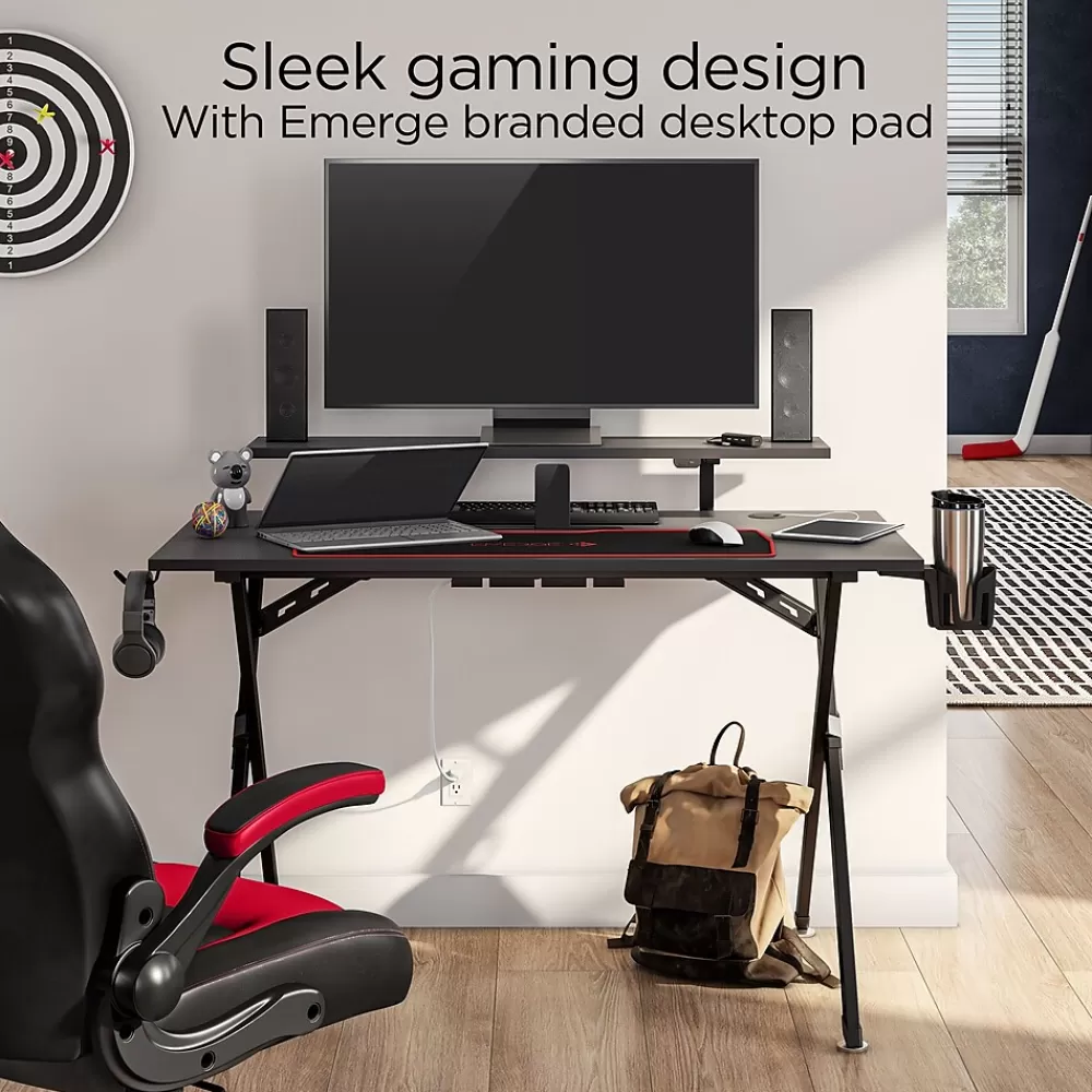 Emerge Vizon 47"W Gaming Desk, (59260) Black Outlet