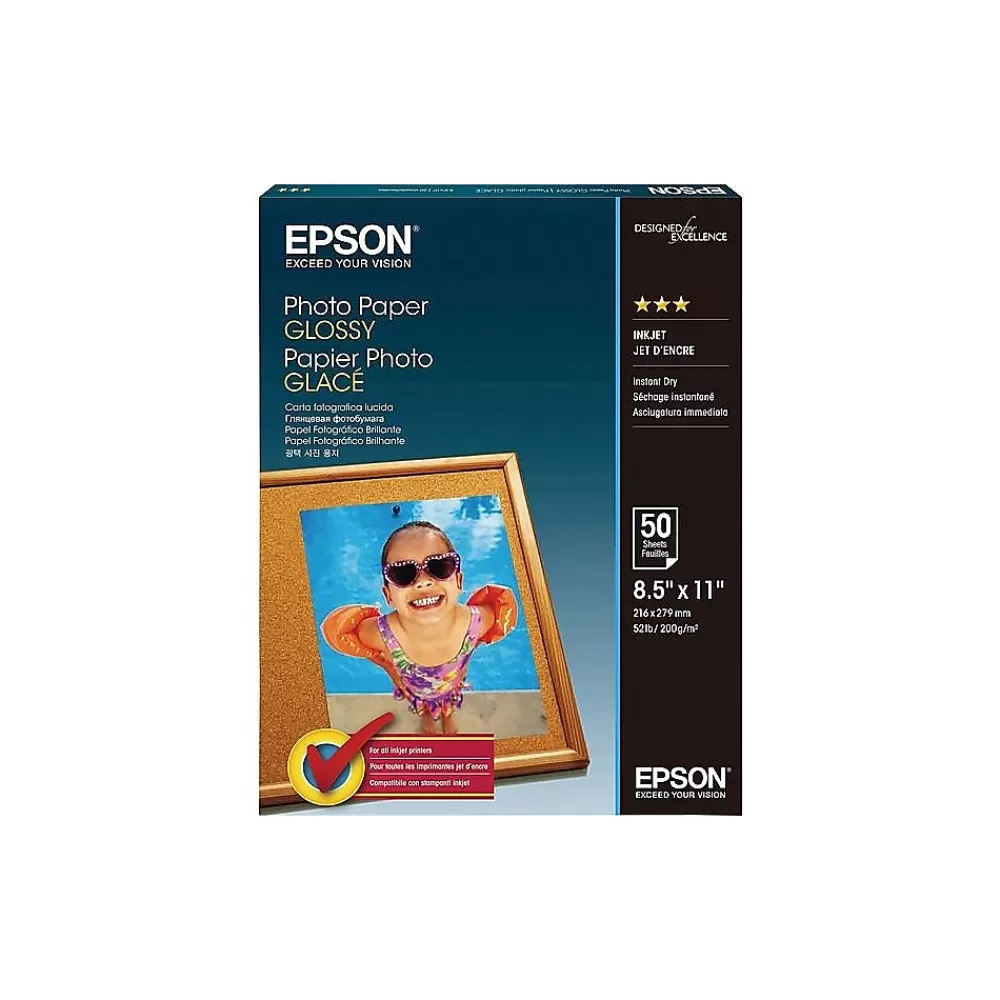 Epson Glossy Photo Paper, 8.5" x 11", 50 Sheets/Pack (S041649) Discount