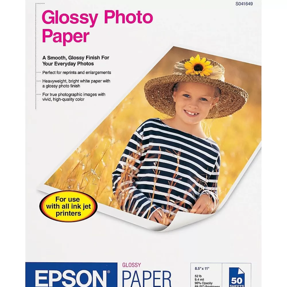 Epson Glossy Photo Paper, 8.5" x 11", 20 Sheets/Pack (S041141) Store