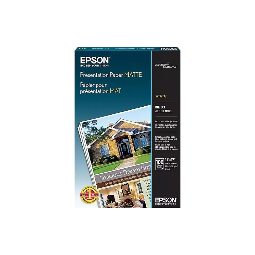 Epson Matte Presentation Paper, 11" x 17", 100 Sheets/Pack (S041070) Best