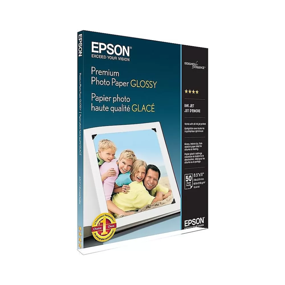 Epson Premium Glossy Photo Paper, 8.5" x 11", 50 Sheets/Pack (S041667) Flash Sale