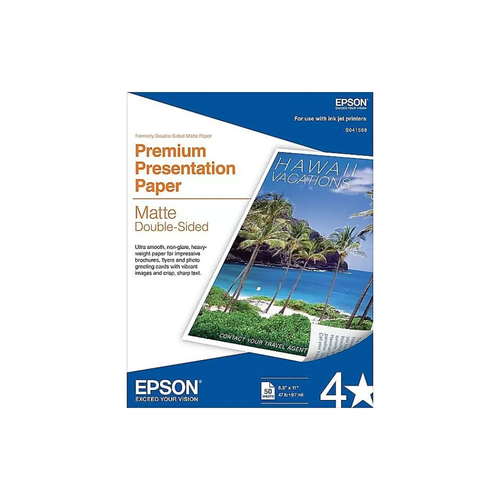 Epson Premium Matte Presentation Paper, 8.5" x 11", 50 Sheets/Pack (S041568) Discount