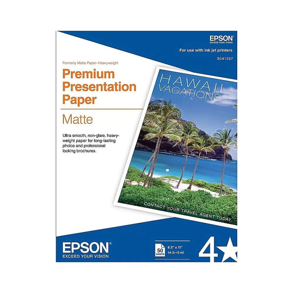 Epson Premium Matte Presentation Paper, 8.5" x 11", 50 Sheets/Pack (S041257) Cheap