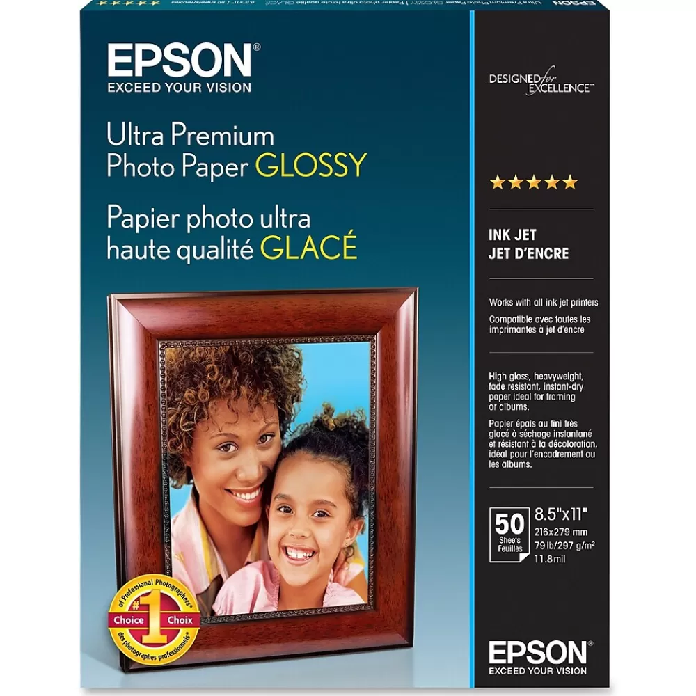 Epson Ultra Premium Glossy Photo Paper, 8.5" x 11", 50 Sheets/Pack (S042175) Flash Sale