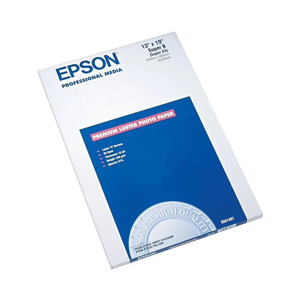 Epson Ultra Premium Luster Photo Paper, 13" x 19", 50 Sheets/Pack (EPSS041407) Clearance