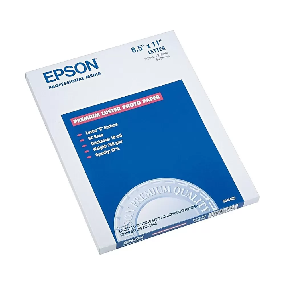 Epson Ultra Premium Luster Photo Paper, 8.5" x 11", 50 Sheets/Pack (SO41405) New