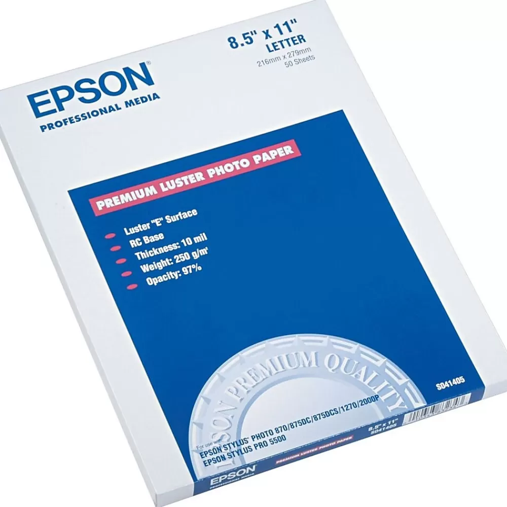 Epson Ultra Premium Luster Photo Paper, 8.5" x 11", 50 Sheets/Pack (SO41405) New