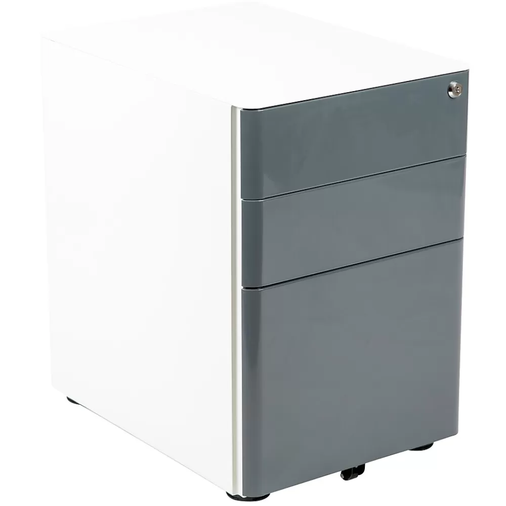 Flash Furniture 3-Drawer Cabinet, Legal & Letter Files, White/Charcoal, 21" (HZCHPL02GRYWH) Online