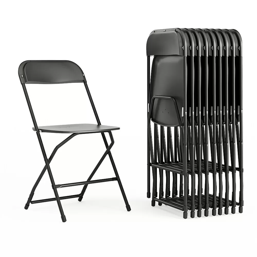 Flash Furniture HERCULES™ Plastic Armless Folding Chair, Black, 60/Pack Flash Sale