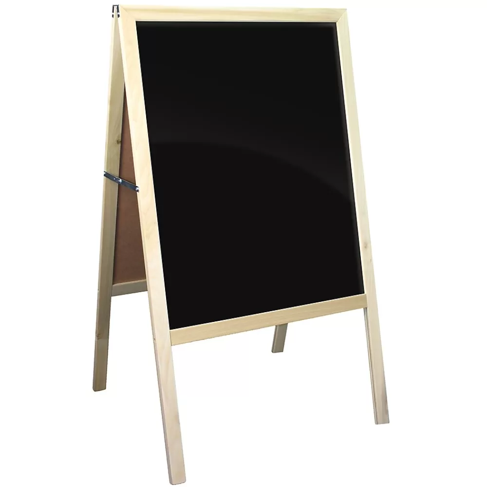 Flipside Dry-Erase Marquee Easel, 42", White/Black/Natural Wood (31700) New