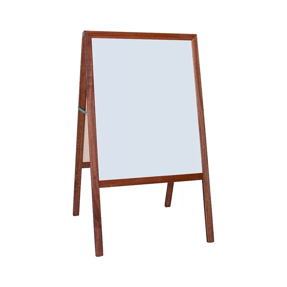 Flipside Dry-Erase Marquee Easel, 42", White/Black/Stained Wood (31710) Cheap