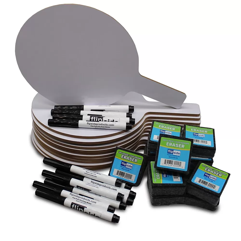 Flipside Oval Dry-Erase Paddle, Eraser, and Pen Class Pack, 36/Set (11232) Flash Sale
