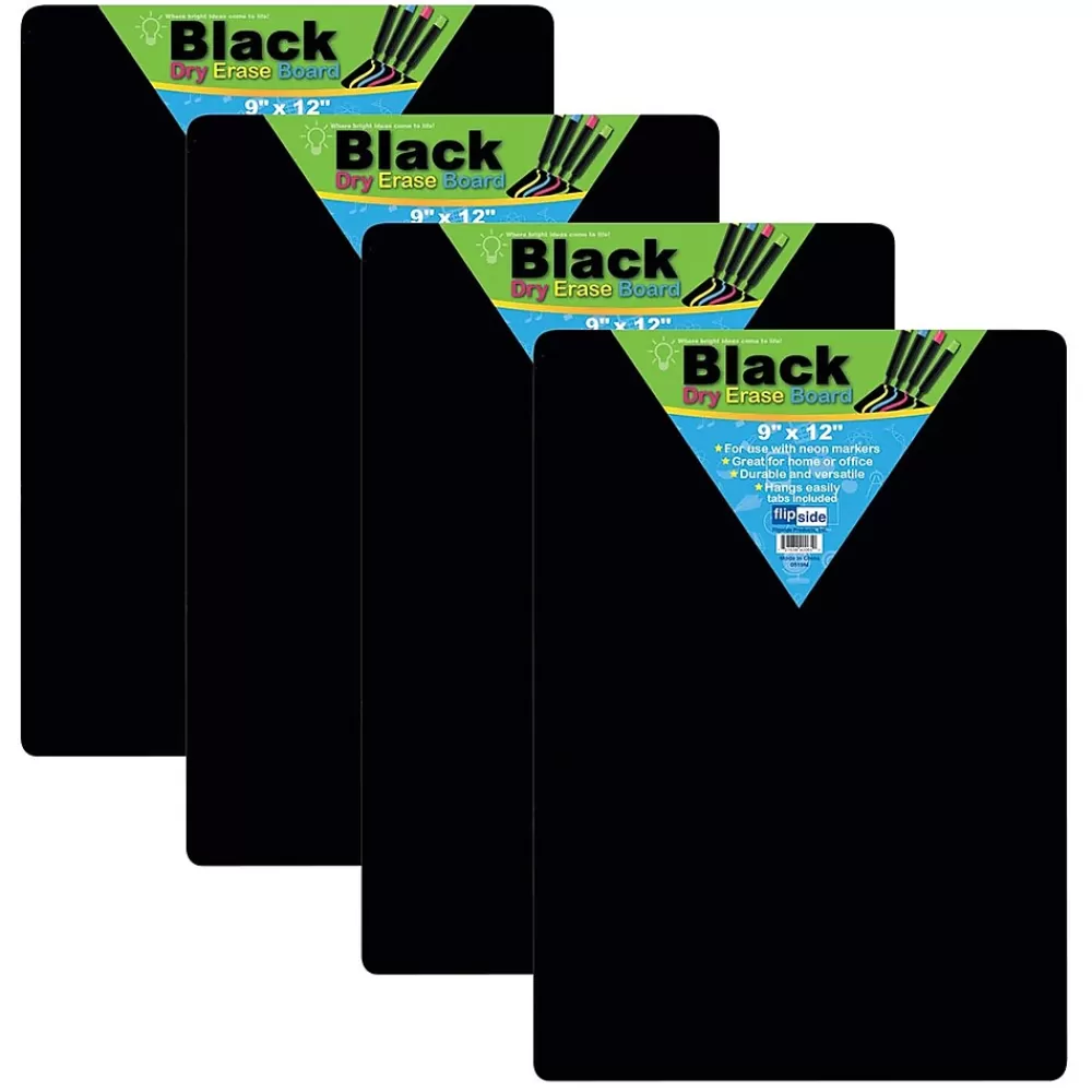 Flipside Products Black Melamine Mobile Dry-Erase Whiteboard, 9" x 12", Pack of 4 (FLP40065-4) Best