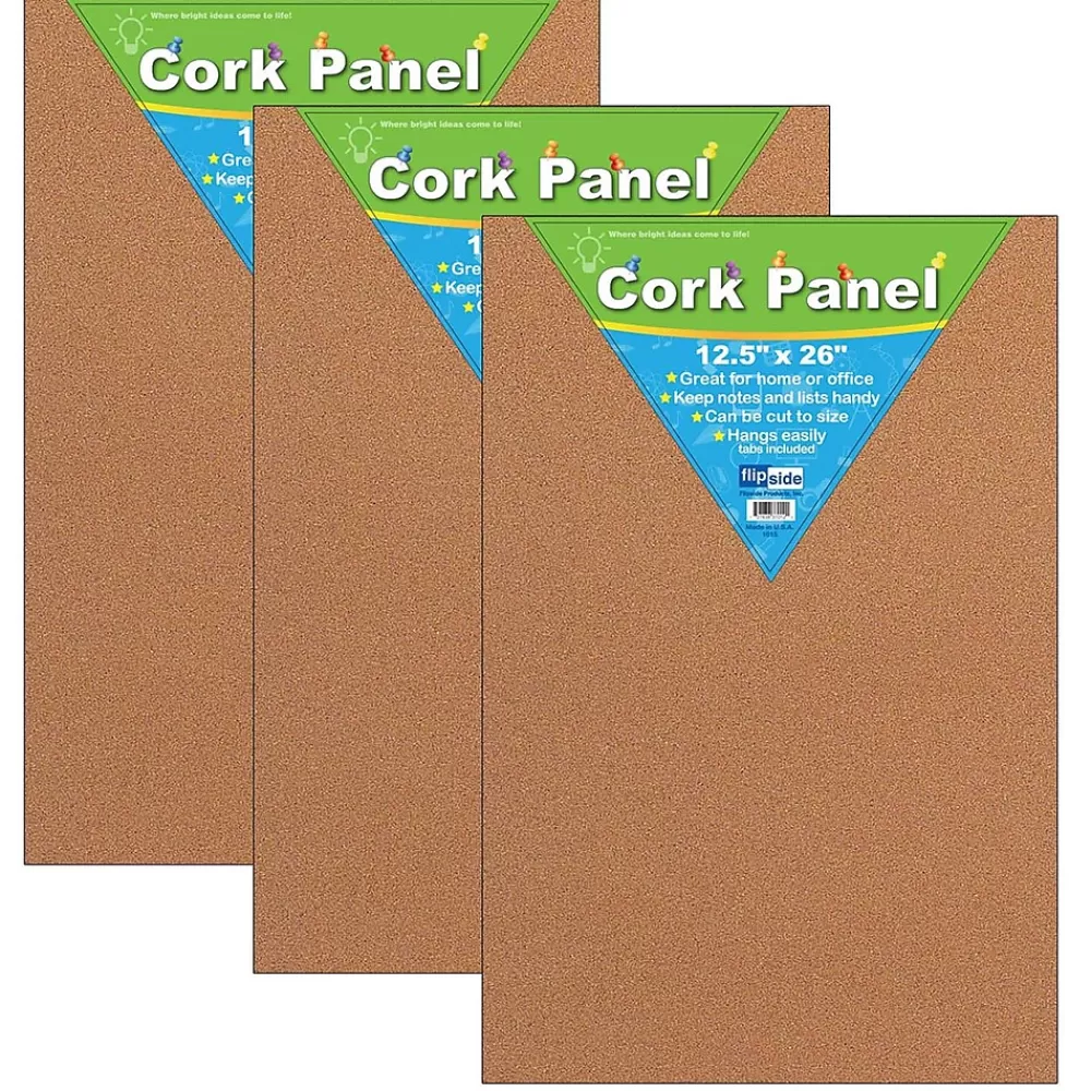 Flipside Products Cork Panel, 12.5" x 26", Pack of 3 (FLP37012-3) Fashion