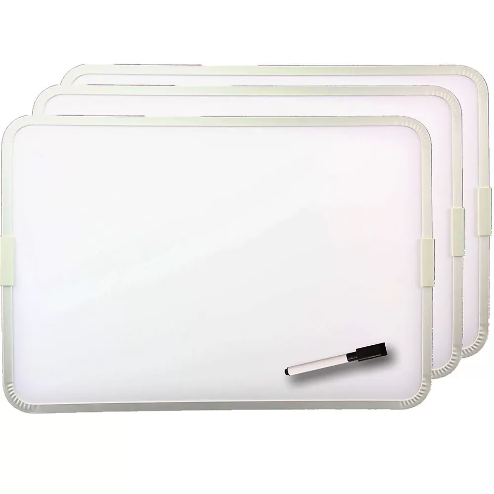Flipside Products 2-Sided Magnetic Plastic Dry-Erase Whiteboard, Aluminum Framed, 12" x 17.5", Pack of 3 (FLP18232-3) Shop