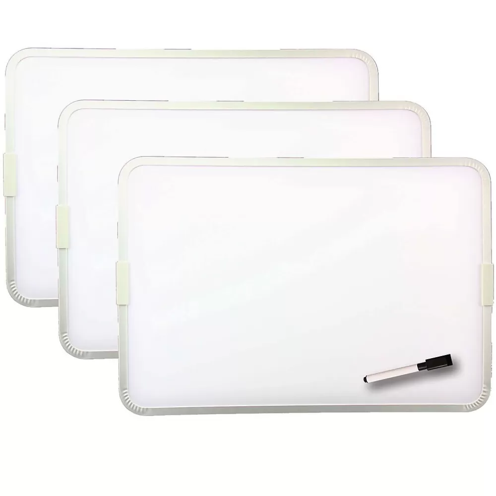 Flipside Products 2-Sided Magnetic Plastic Dry-Erase Whiteboard, Aluminum Framed, 9" x 12", Pack of 3 (FLP18732-3) Outlet