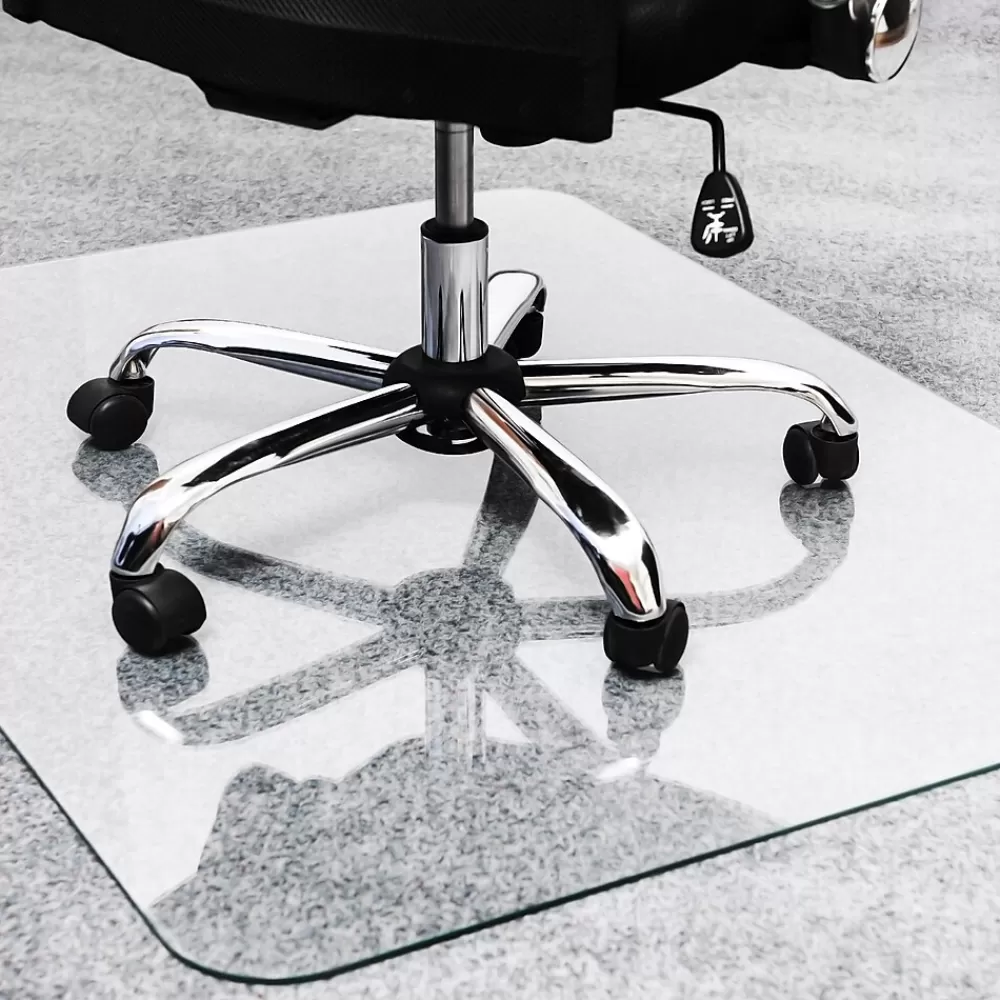 Floortex Glaciermat Carpet & Hard Floor Chair Mat, 36" x 48", Crystal Clear Glass (FC123648EG) Outlet