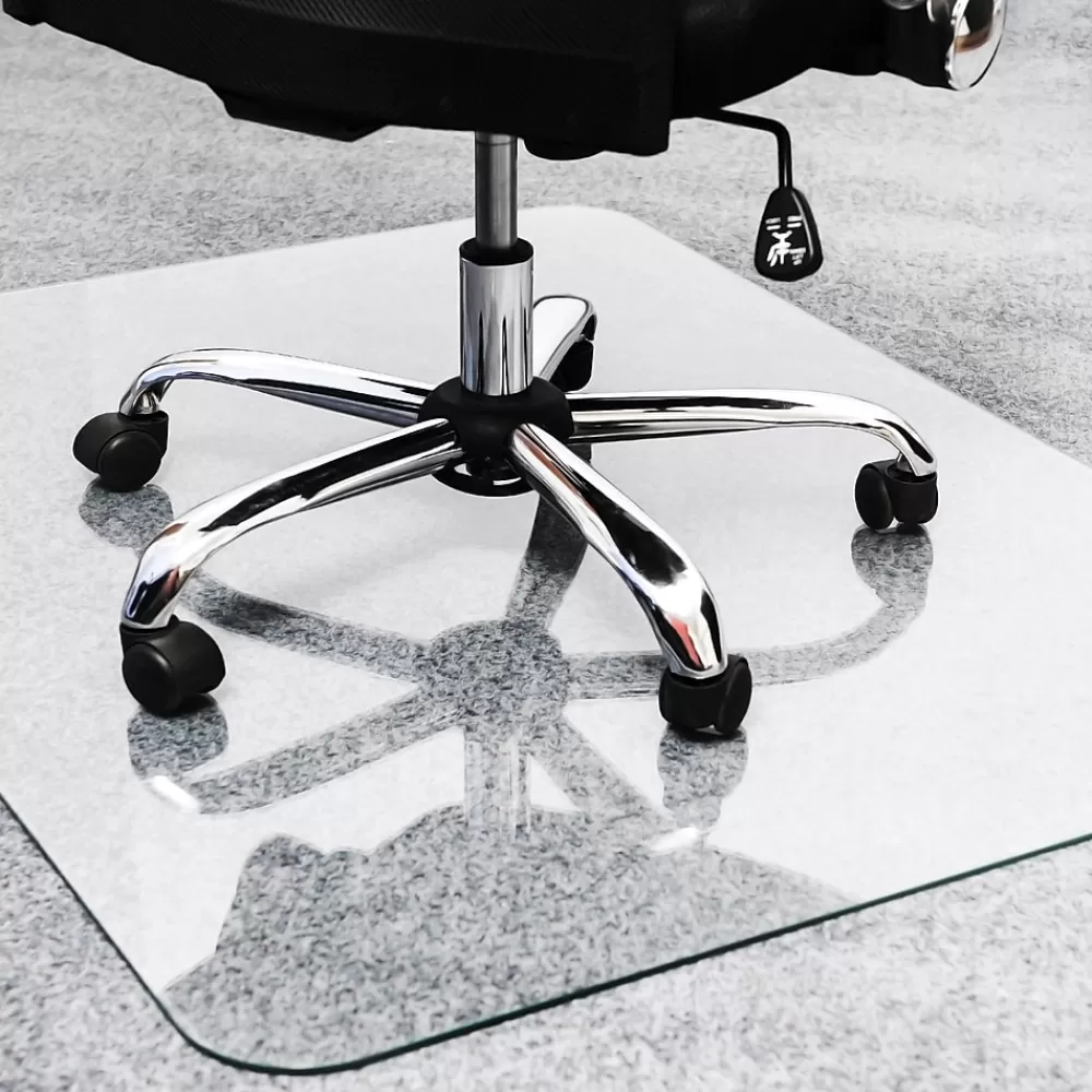 Floortex Glaciermat Carpet & Hard Floor Chair Mat, 36" x 40", Crystal Clear Glass (NCCMFLGL0012) New
