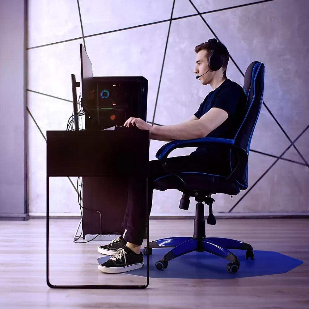 Floortex 9Mat Hard Floor Gaming Chair Mat, 38" x 39", Blue Polycarbonate (FC121001009RBL) Store