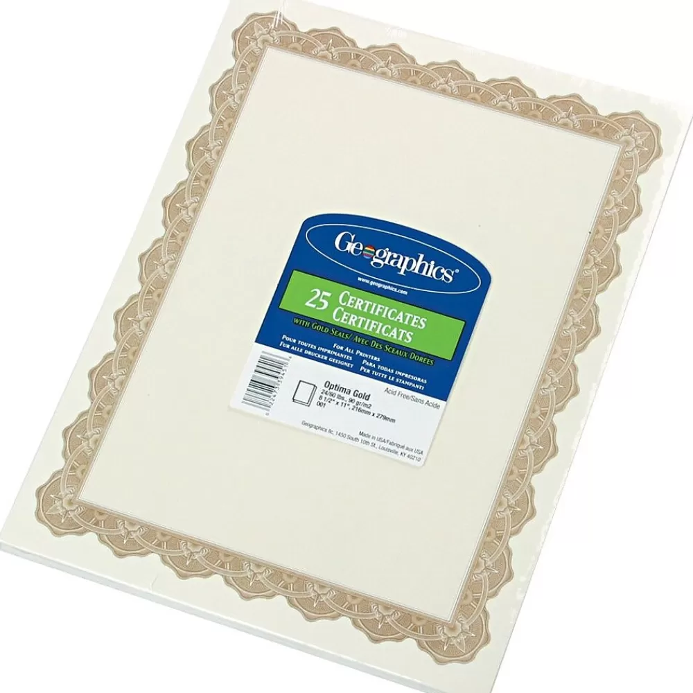 Geographics Certificates, 8.5" x 11", Gold, 25/Pack (39451S) Discount