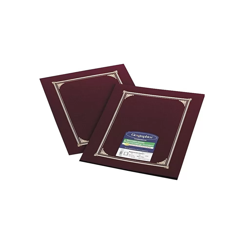 Geographics Linen Certificate Covers, 12-1/2" x 9-3/4", 6/Pack, Burgundy Online