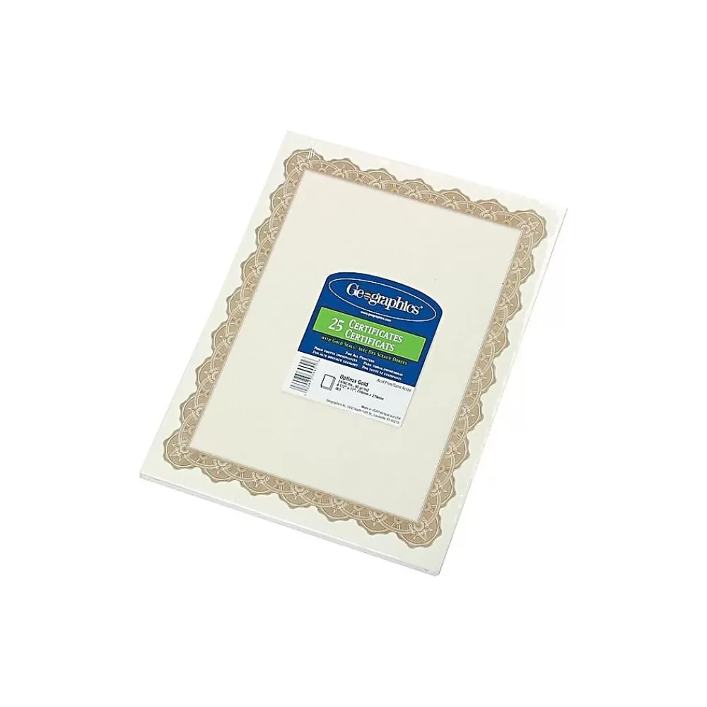 Geographics Optima Gold Award Certificates, 8.5" x 11", White/Gold, 25/Pack (GEO39451) New