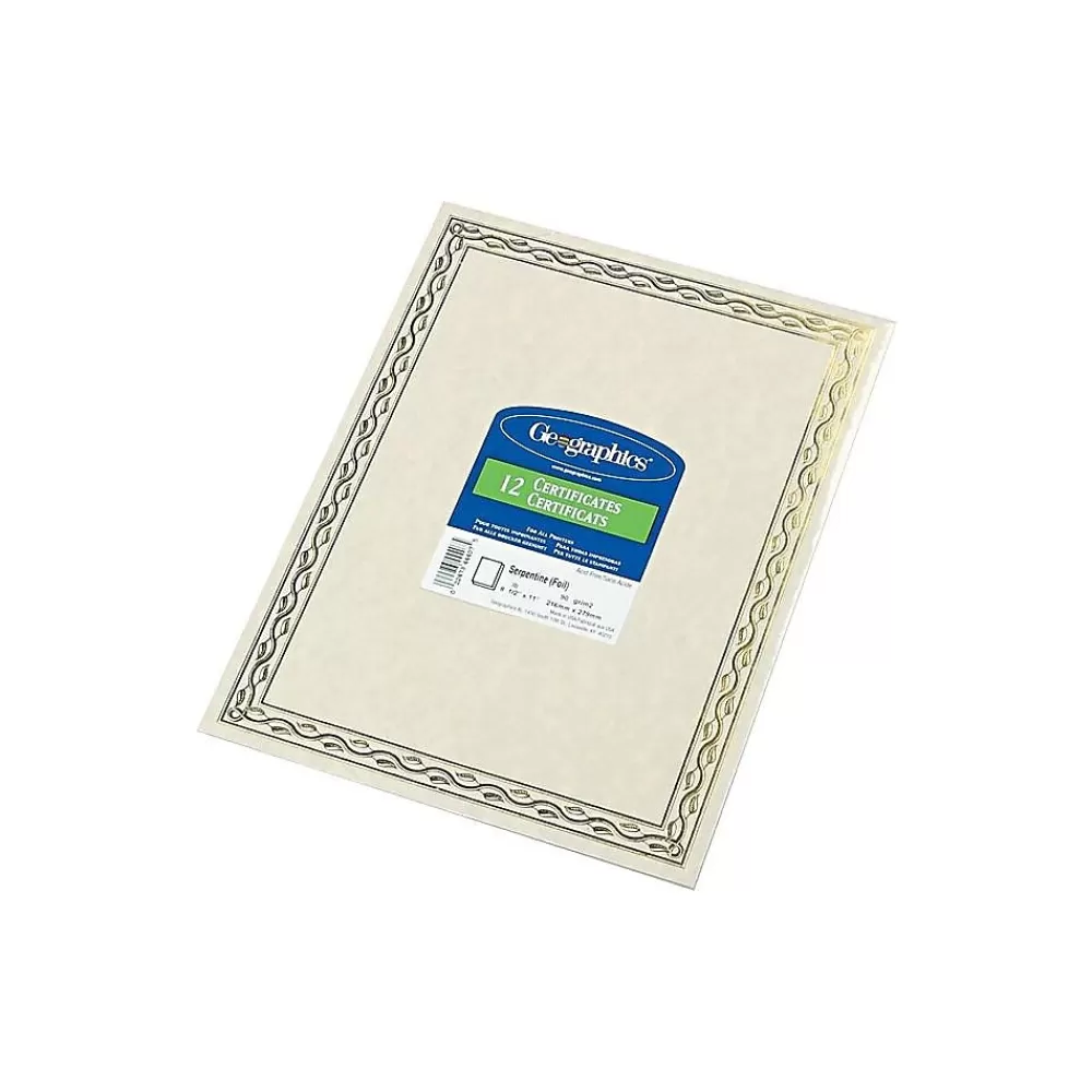 Geographics Serpentine Award Certificates, 8.5" x 11", Natural, 12/Pack (GEO44407) Outlet