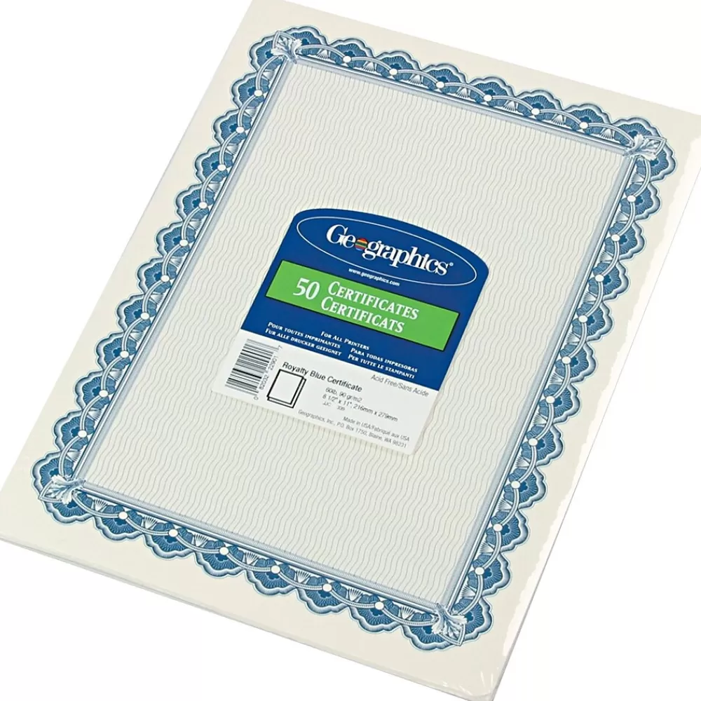 Geopaper Certificates, 8.5" x 11", 50/Pack (GEO22901) Cheap