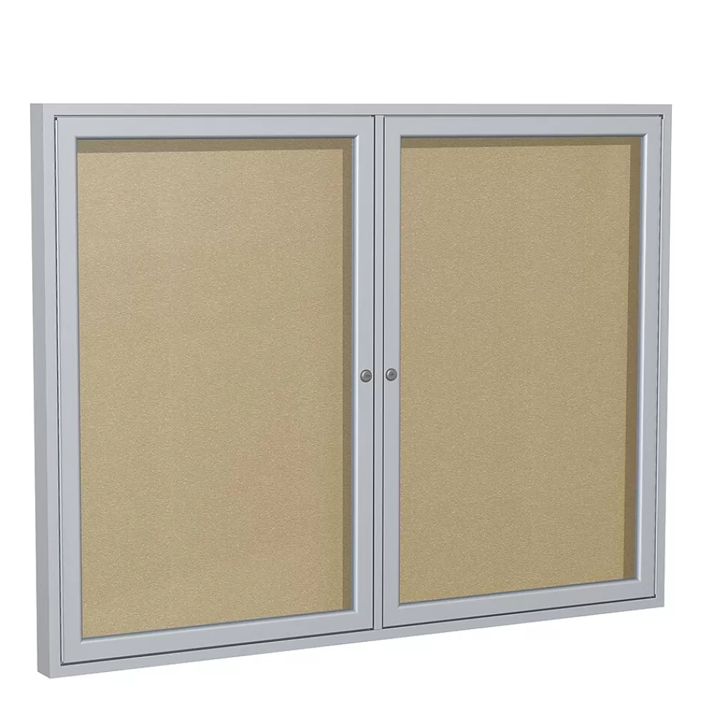 Ghent 3' H x 5' W Enclosed Vinyl Bulletin Board with Satin Frame, 2 Door (PA23660VX-181) Hot