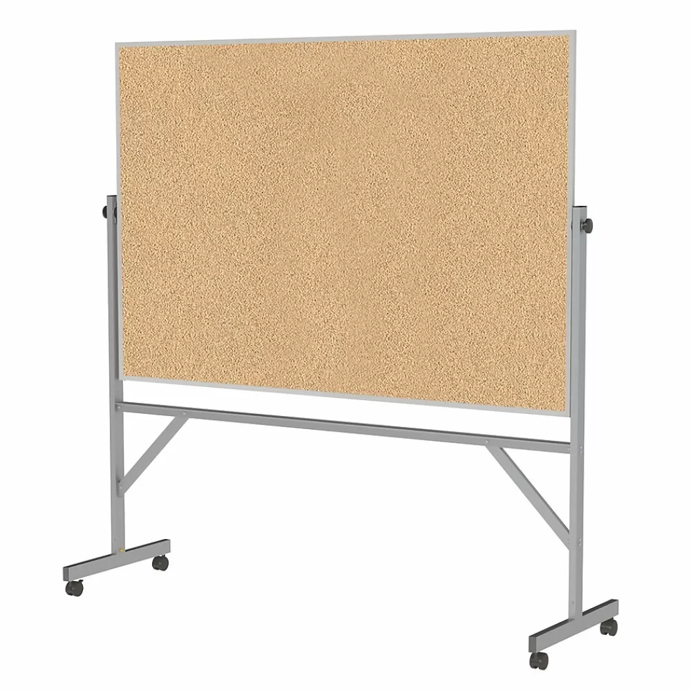 Ghent 4' H x 6' W Reversible Cork Bulletin Board with Aluminum Frame (ARKK46) Discount