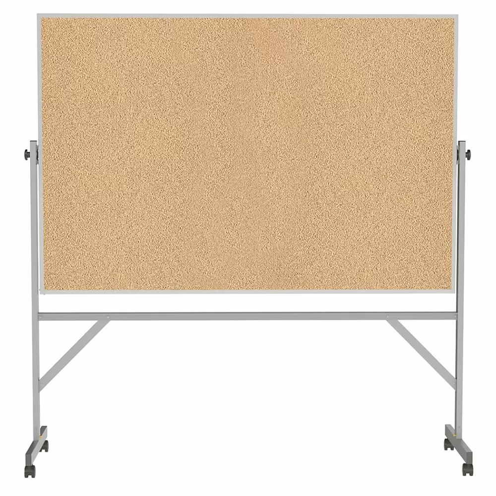Ghent 4' H x 6' W Reversible Cork Bulletin Board with Aluminum Frame (ARKK46) Discount