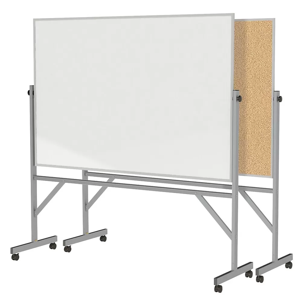 Ghent 4' H x 6' W Reversible Cork Bulletin Board/Whiteboard with Aluminum Frame (ARMK46) Fashion